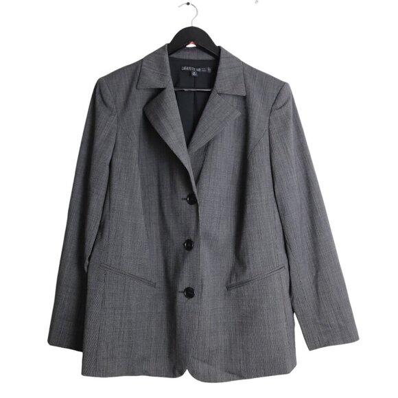 Lafayette 148 New York Blazer Jacket Women's Size 16 Charcoal Stretch Wool Blend - Picture 1 of 8